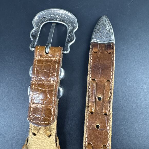 Best American Clothing Co Tan Genuine Leather Western Style Belt 61294 USA - Picture 7 of 11